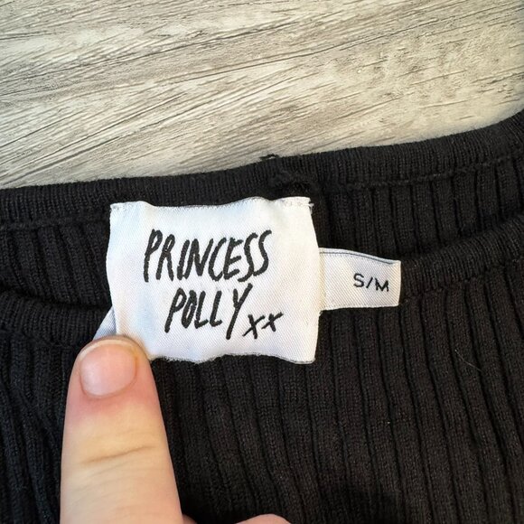 Princess Polly Jaden Black Ribbed Long Sleeve Romper F29 - Picture 5 of 8